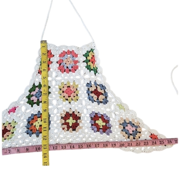 Handmade Crochet Halter Top Granny Square Floral Multicored Boho Bikini Top - Picture 13 of 17